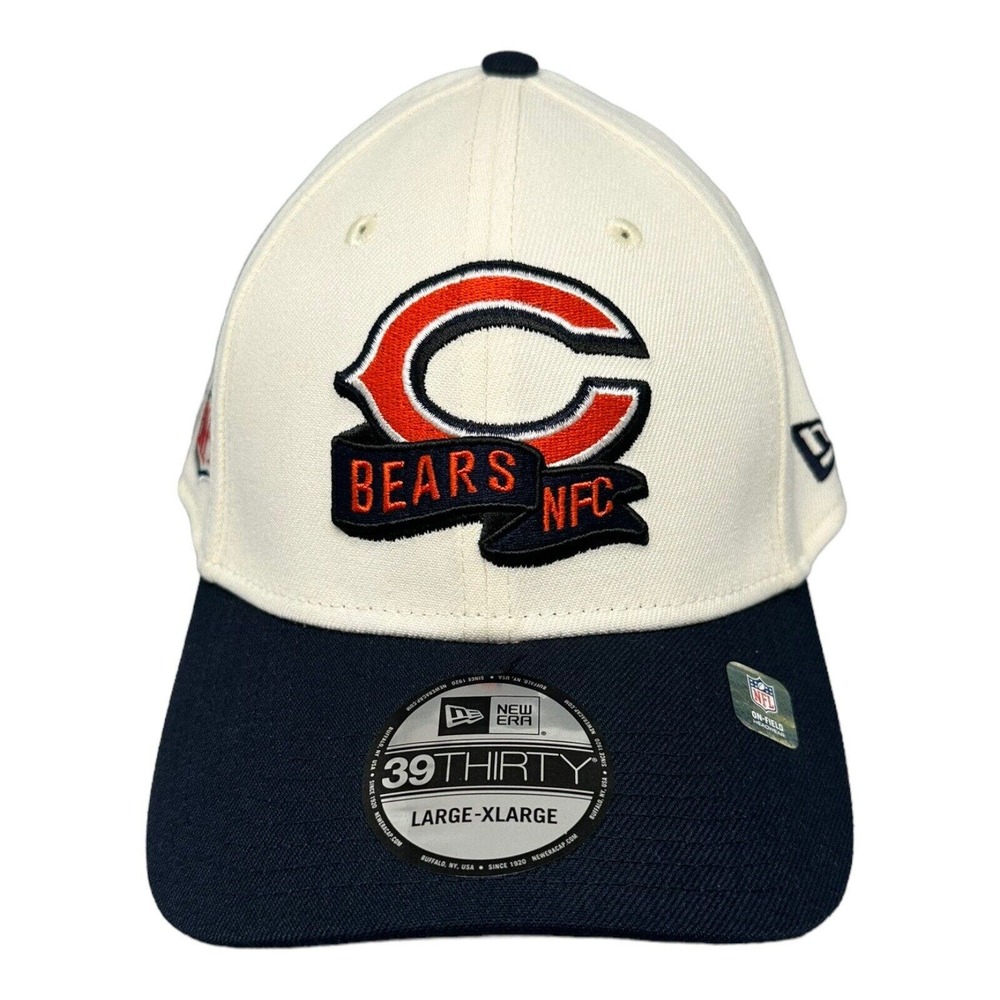 NEW ERA 39THIRTY CHICAGO BEARS‎ SIDELINE IVORY BLUE Men's Sz L-XL